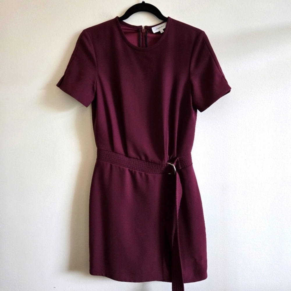 CARVEN | 36 (S/M) Structured Short Sleeve Mini Dress | burgundy